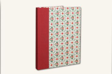 Preview: gemustertes Tagebuch,Hardcover,Leinenrücken rot